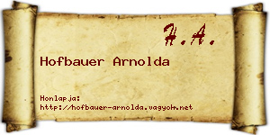Hofbauer Arnolda névjegykártya